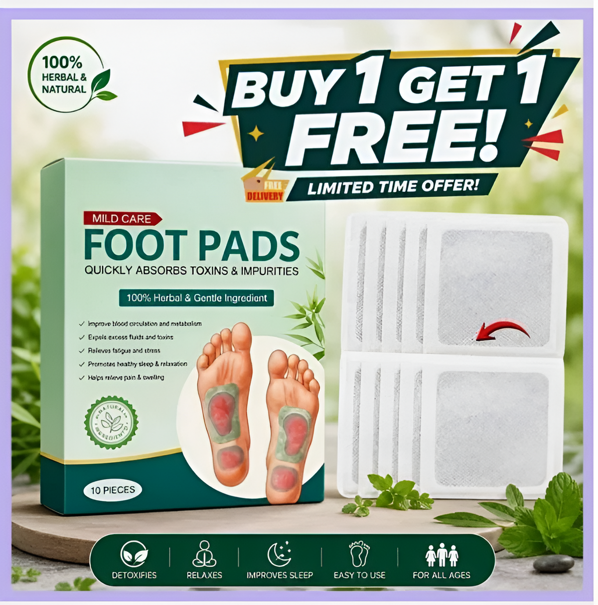 Detox foot pain Relief patch  ( Buy 1 get 1 free )
